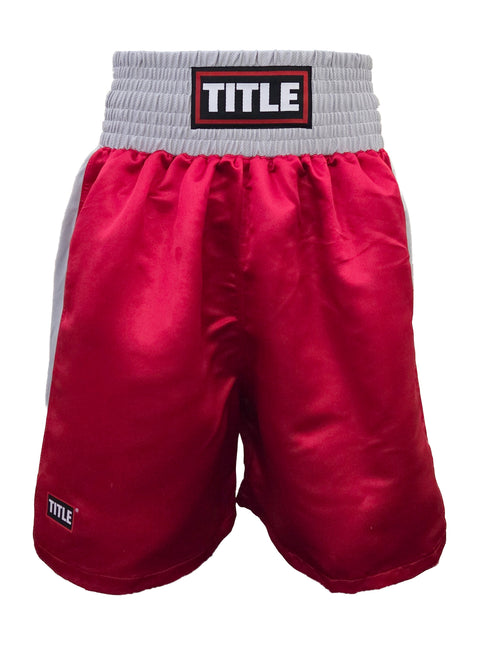 Title Boxing Trunks: - Satin-Red